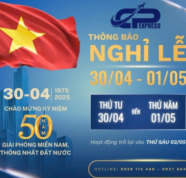 THÔNG BÁO NGHỈ LỄ 30/04- 01/05 NĂM 2025